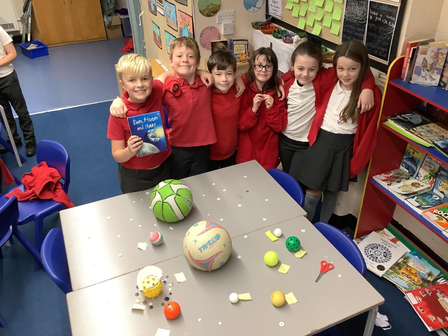 Items on table representing planets group 2