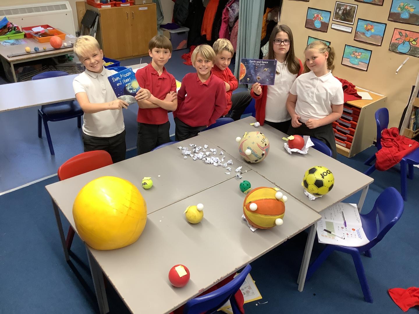 Items on table representing planets group 3