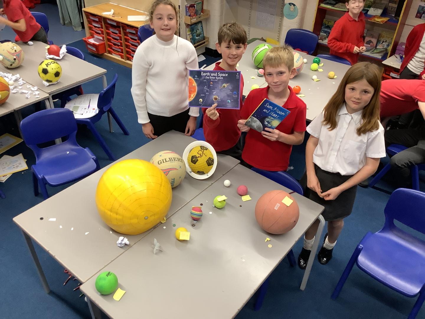 Items on table representing planets group 4